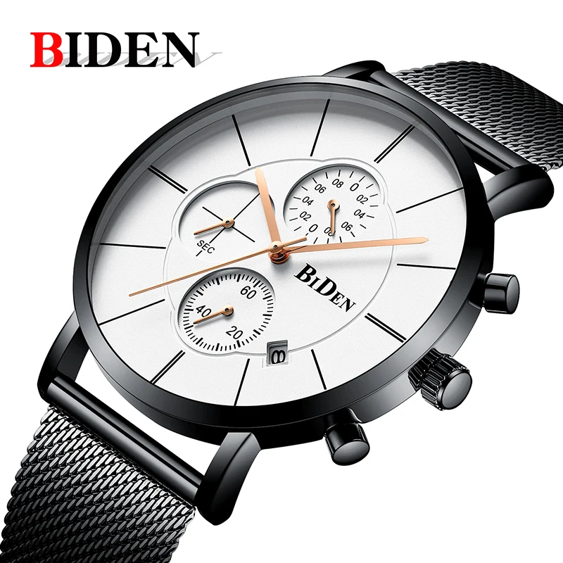 

Men Watch BIDEN Top Brand Fashion Sports Quartz watch Stainless Steel Watches Multi-function Wrist watches men relogio masculino