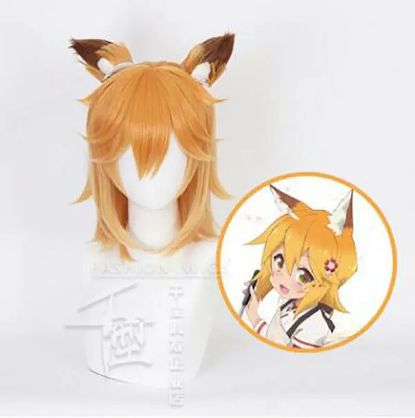 Аниме Sewayaki Kitsune no Senko san золотые волосы костюм для косплея парика + лисицы головные