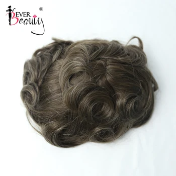 

Thin Skin Hair System Toupee Men Natural Looking 100% European Human Hair Toupee Replacement System 420# Color Ever Beauty