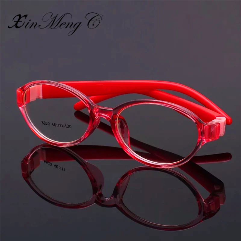 XinMengC Red Oval Kids Eyeglasses 8 Colors Students Optical Glasses