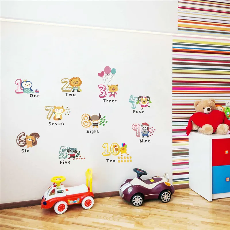 Настенные наклейки в виде животных для детской комнаты, украшения для дома, настенные наклейки с алфавитом, подарок на день рождения для детей
