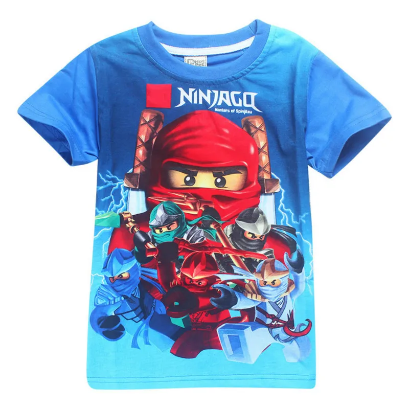 Летняя детская одежда для малышей футболка для мальчиков Ninja Ninjago мультфильм футболки для девушек из хлопчатобумажной ткани Топы красные, синие детские футболки От 3 до 9 лет