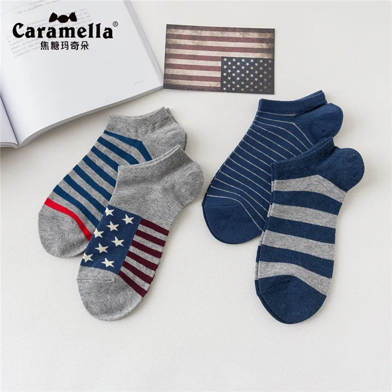 Caramella мужские невидимые хлопковые носки без показа повседневный стиль лето осень