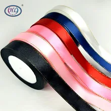 

HL 1" (20mm) 5 Meters/lot Gold Edge Solid Color Satin Ribbons Wedding Decorative Crafts Gift Box Wrapping DIY Making Flowers