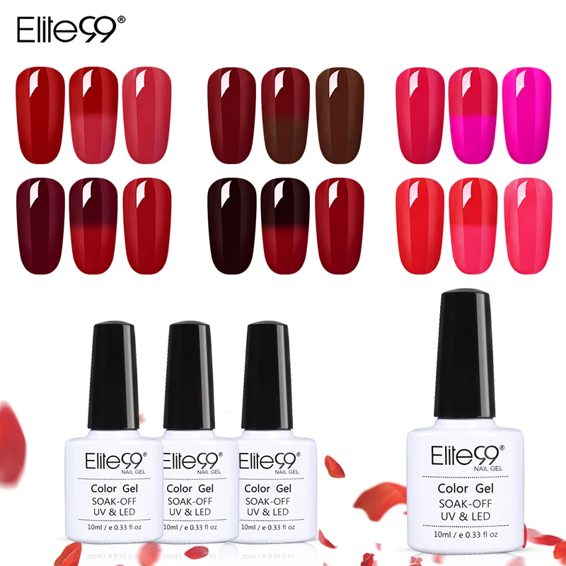 

Elite99 10ml Wine Red Gel Polish Soak Off Chameleon UV Gel Nail Polish Temperature Color-changing Nail Art Design Gel Varnishes