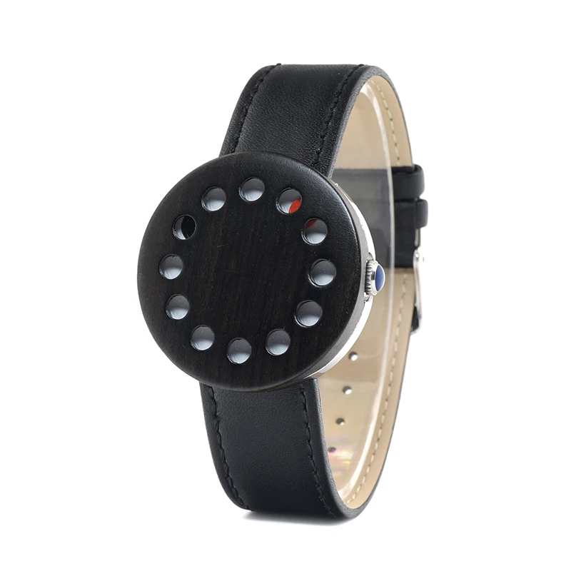

Luxury Brand BOBO BIRD 12 holes Wooden Watches Men Genuine Leather Strap Quartz Movement Wristwatch relogio feminino