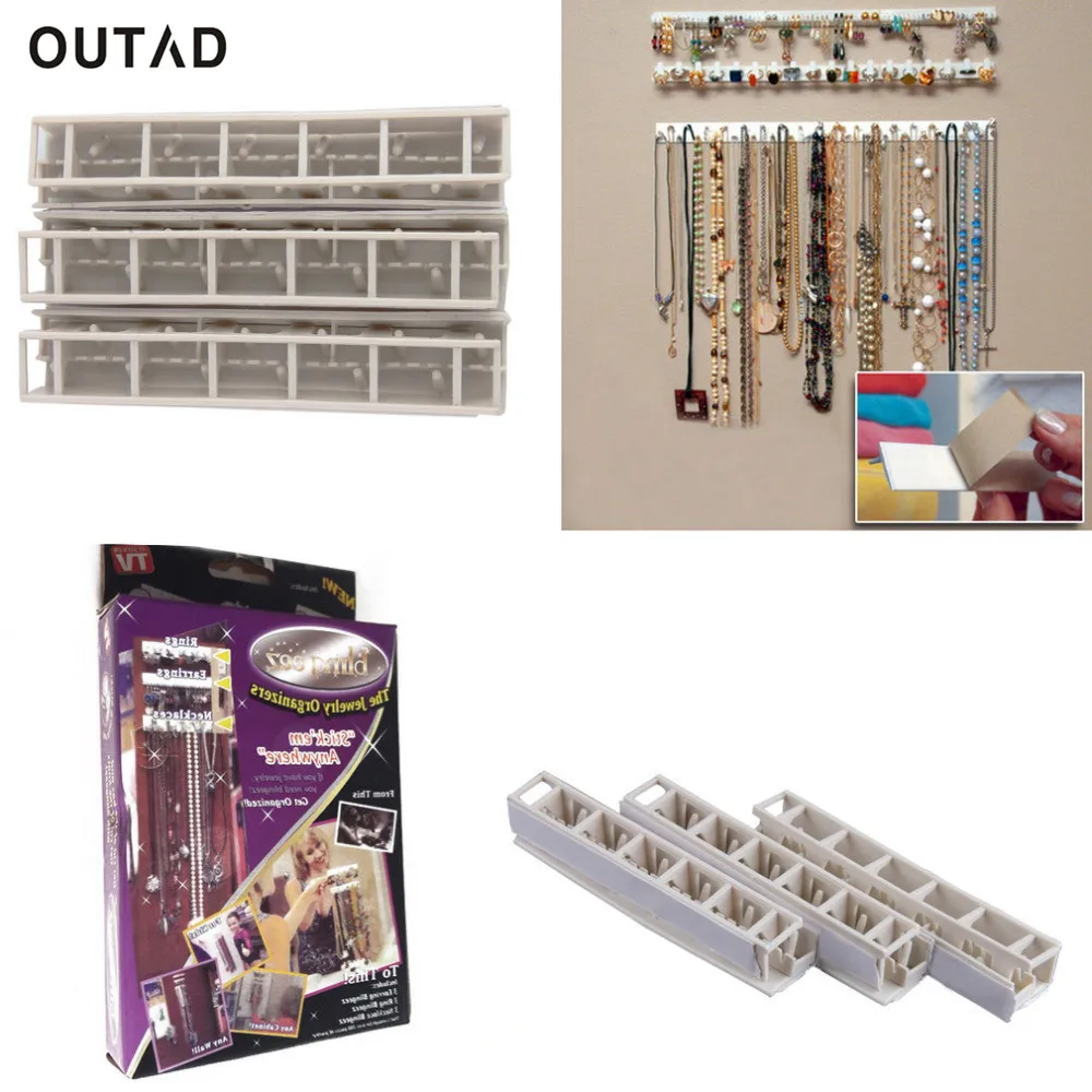 OUTAD 9 in 1 Bling eez Adhesive hooks Jewelry Organizer jewelry storage