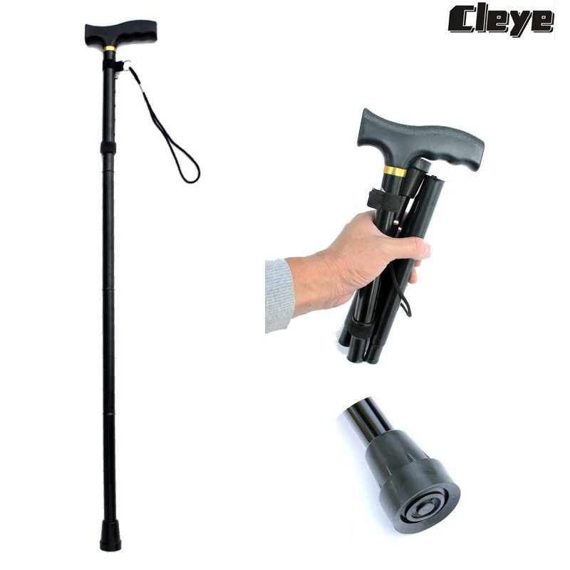 Cleye nueva llegada hombre senderismo caña de aleación de aluminio plegable ajustable telescópico bastón telescópico Camping viaje Baton