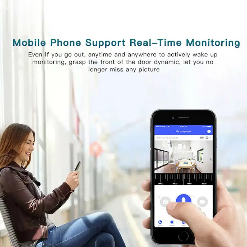 WiFi дверной звонок в режиме реального времени HD видеодомофон автоматический ИК-сигнал движения дверной звонок мини-камера по телефону монитор для домашней безопасности