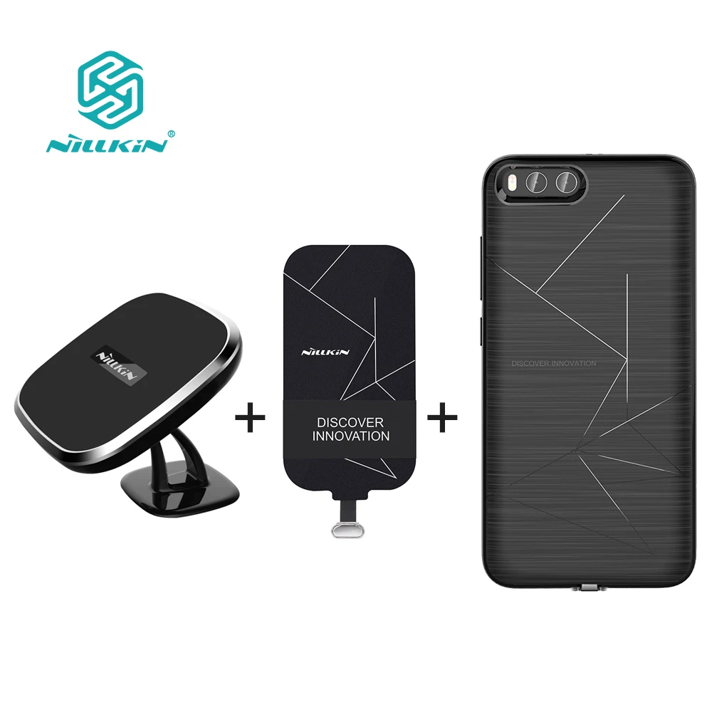 

For xiaomi mi6 NILLKIN qi wireless charger pad + Magnetic wireless charger receiver cover Portable Charger pad