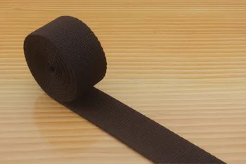 

5 yards 1.25 inch 32mm heavy weight cotton webbing key fob strap dark brown ZD67