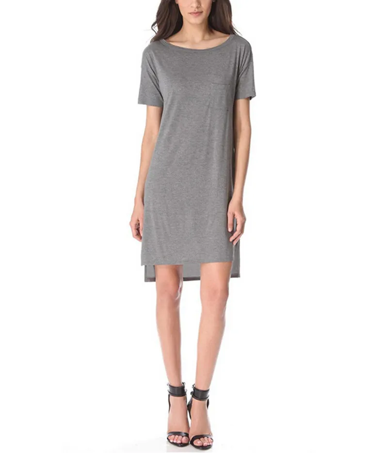 

Women Front Pocket Solid Casual Dress Classic Short Sleeve Dress