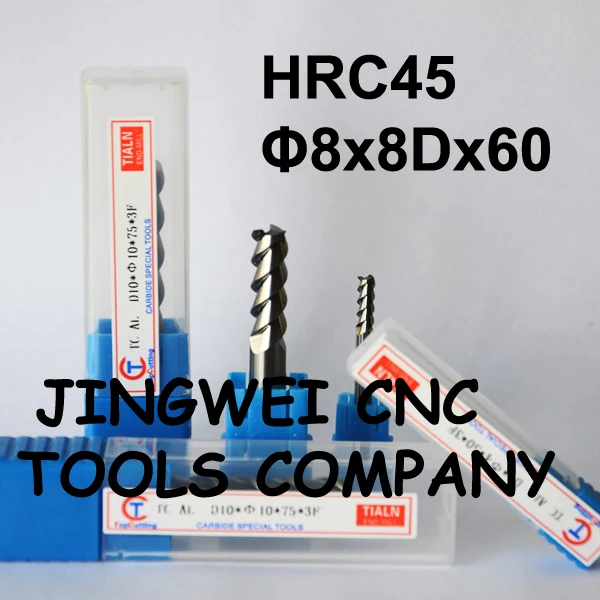 Buy HRC 45 Carbide end mill for aluminum 8x60mm