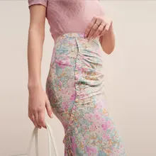 Летний пакет бедра пикантная юбка средней длины тонкий женский Bodycon юбки для вечеринок с принтом гофрированные Плиссированные Длинные Юбки