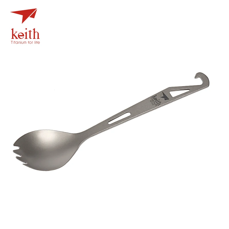 Keith Titanium Spork con Tenedores punta botella camping tablewares picnic conveniente percha superior Tenedores cuchara 15g ti5311