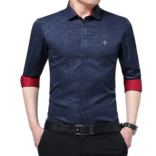 Dudalina Новое поступление брендовая мужская одежда рубашка с длинными рукавами летняя новая приталенная рубашка casual Повседневная рубашка мужская одежда - Цвет: D1711dark blue