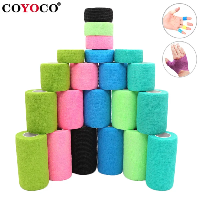 Sports Tape COYOCO Colorful Sport Self Adhesive Elastic Bandage Knee Support Pads 4.8m Wrist Ankle Protector Palm Shoulder Wrap Tape Bandage