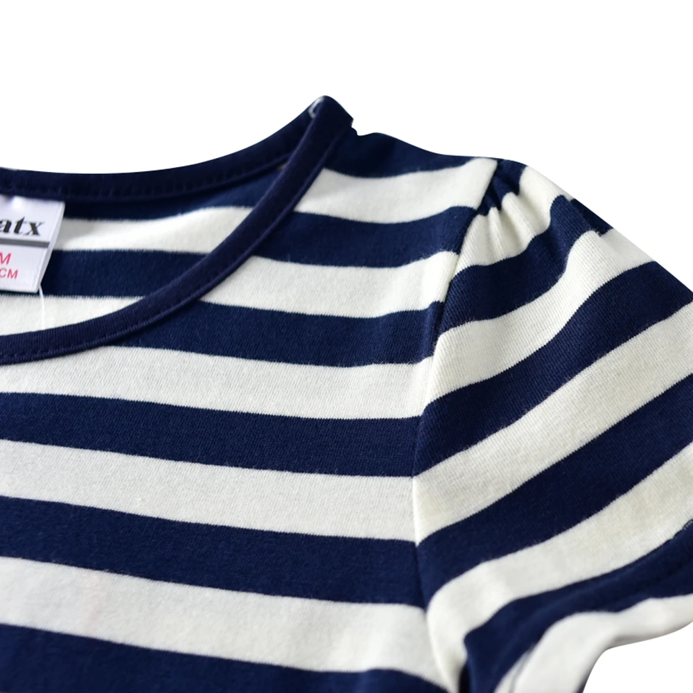 Girls Baby Short Sleeve Cartoon Dress Summer New Kids Wearing Denim Belt Dress Round Neck Embroidered Short Sleeve Dress H7123