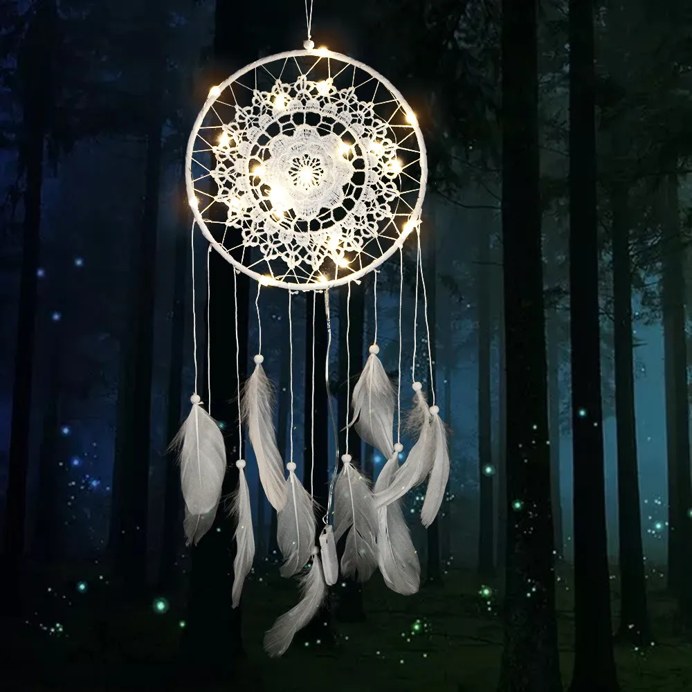 Federn Dream Catcher LED Lichterkette nach Hause Schlafzimmer hängen Dekor 