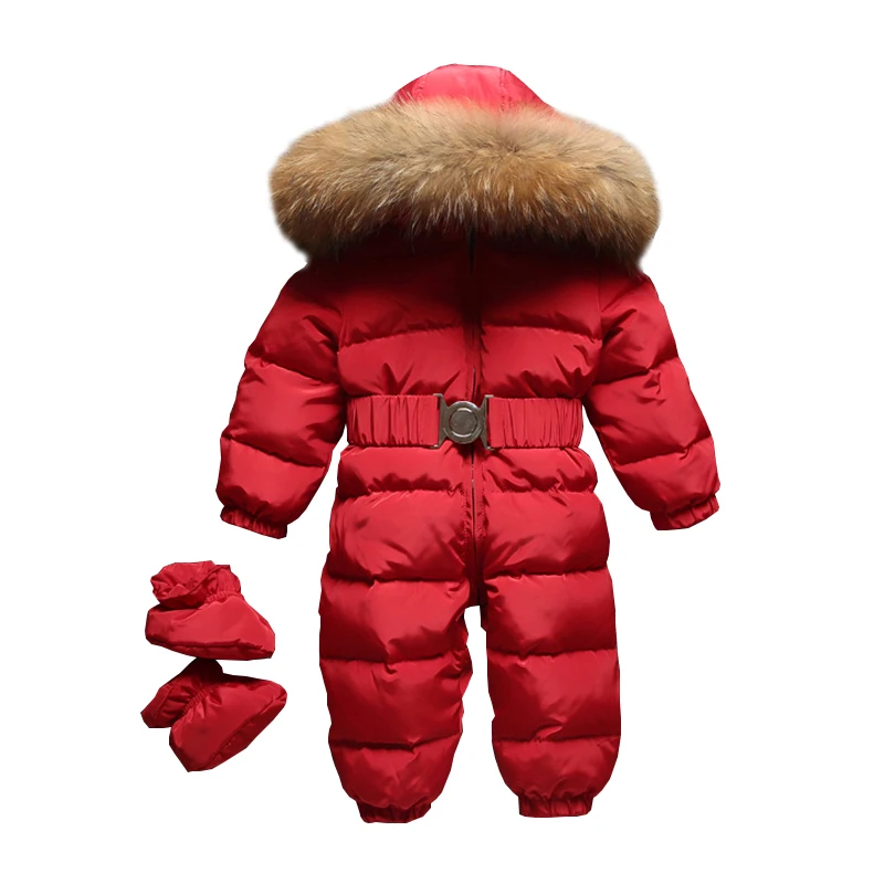 

5 Colors Baby Duck Down Rompers Winter Thick Cotton Climbing Clothes Fur Girl Suit Children's Winter Duck Down Jumpsuit Snowsuit