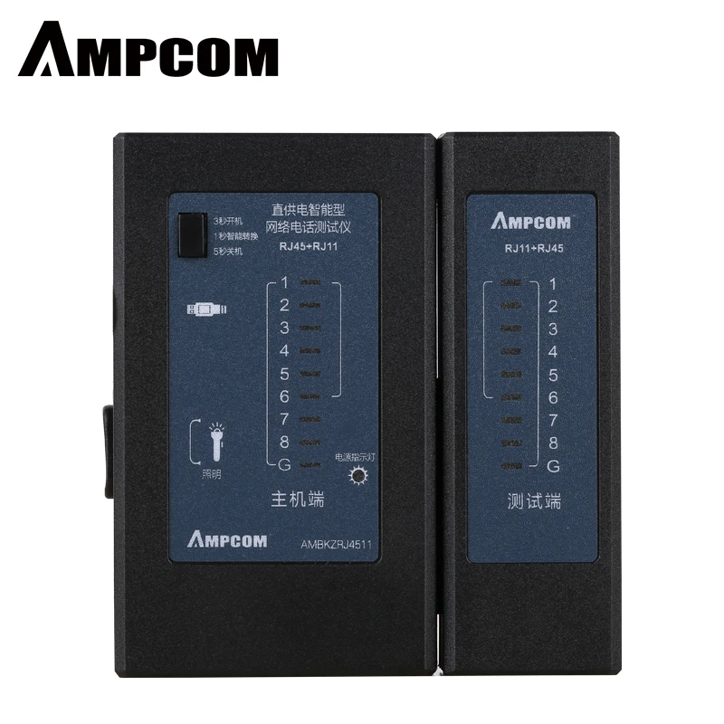 

AMPCOM Manual Version Network Cable Tester Detector RJ45 RJ11 RJ12 Cat6 Cat5 Lan Ethernet Cable Wire Test Tool
