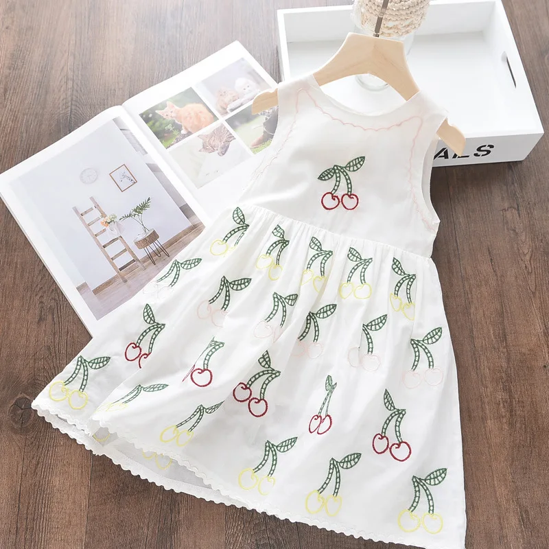 Girl 2019 New Summer Embroidered Cherry Lace Dress Children's Dresses Wholesale | Детская одежда и обувь