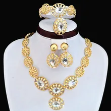 Гарантия хорошего качества! Золотой цвет африканские Модные женские ювелирные наборы подарок колье из золотистого сплава наборы женские золотые ювелирные украшения наборы