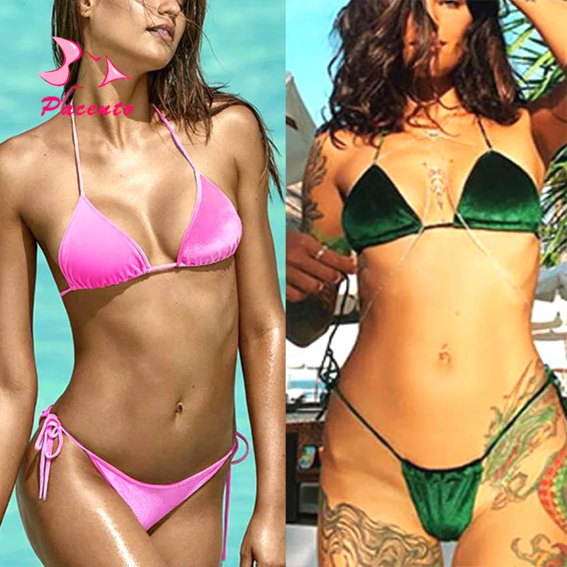 Pacento 2018 New 8 Colors Velvet Bikini Bandage Swimsuit ...