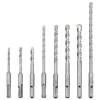 

8pcs Twist Drill Bit Saw SDS Plus Masonry Crosshead Twin spiral Hammer Drill Bits 5/6/8/10/12 mm For Woodworking Tool