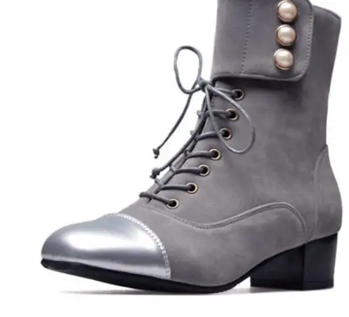 

Women Boots Winter Shoes Warm Chunky High Heels Ankle Martin Boots Woman Black .
