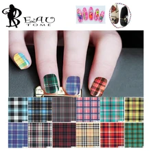 Beautome 1PC 3D Nail Stickers England Scottish Tartan Pattern Woolen Coat Grid Design Water Transfer Nail Art Decals For Beauty