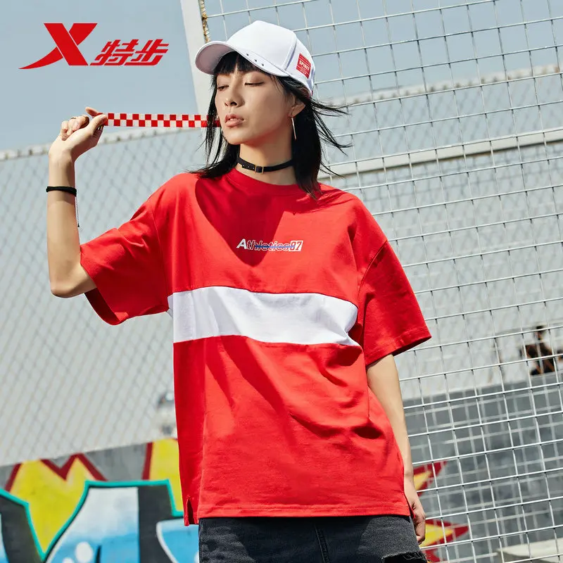881228019275 Xtep women's sports short-sleeved t shirt 2019 summer loose breathable casual T-shirt