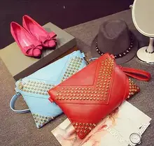 Hot! Fashion personality rivet geometry candy colors shoulder bag across body messenger bag handbags casual wallet 4 colors