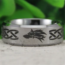 Envío gratis ygk joyería de las ventas calientes 8mm plata bisel leyenda de zelda y lobo mens comfort fit tungsten wedding anillo