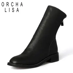 ORCHA LISA/ботильоны из натуральной кожи высокого качества, ботинки «Челси» на квадратном каблуке, с круглым носком, на молнии, botas, черные