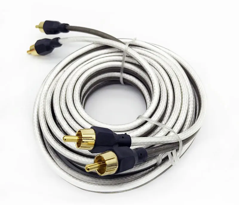 5 м 2 RCA до 2 RCA штекер автомобильный аудио кабель автомобильная система усиления плетеные медные кабели автомобильный Стайлинг высокое качество