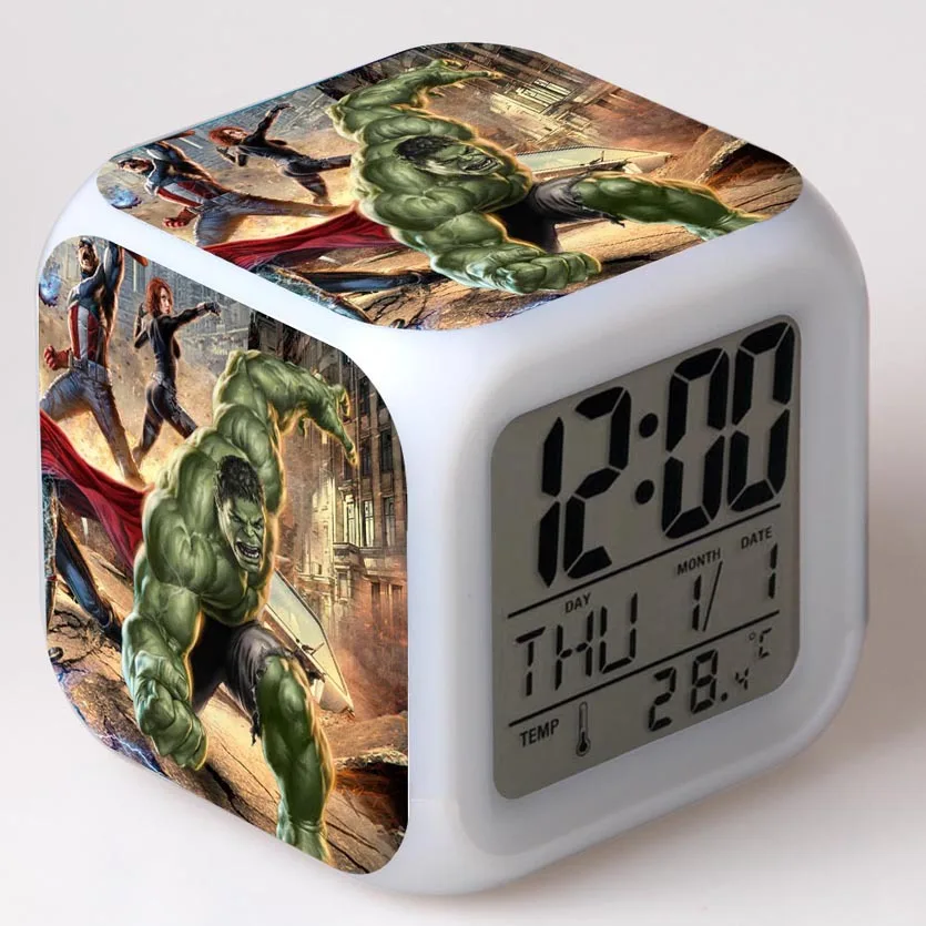 Капитан Америка Детский будильник игрушки цифровые часы настольные электронные reloj despertador Мультфильм светодиодные часы вечерние подарок на день рождения - Цвет: 02