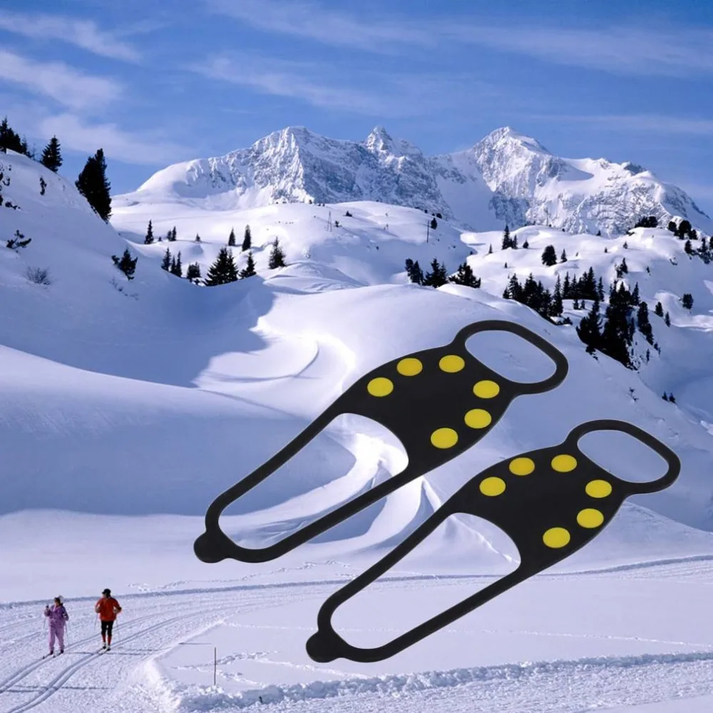 Black Rubber Durable Ice Snow Anti Skid Shoe Spikes Grips