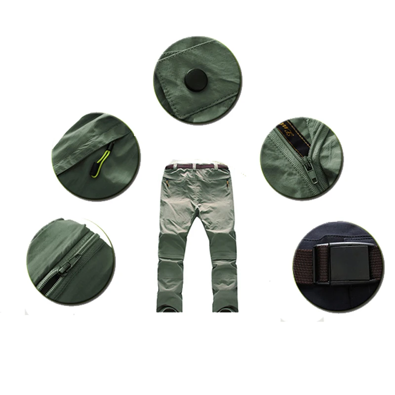 Mountainskin 5XL de verano de los hombres de secado rápido de pantalones al aire libre desmontable pantalones cortos senderismo Camping senderismo escalada pantalones MA043