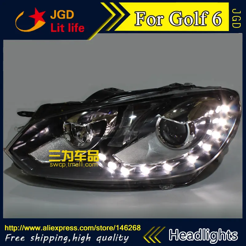 Free shipping ! Car styling LED HID Rio LED headlights Head Lamp case for VW Golf 6 2005-2009 Bi-Xenon Lens low beam