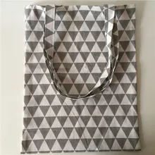 YILE хлопковая Льняная сумка на плечо Экологичная для шоппинга с ручкой принт Серый Белый треугольники 1732-6