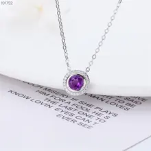 Ожерелье с подвеской из серебра 925 пробы фиолетовым аметистом