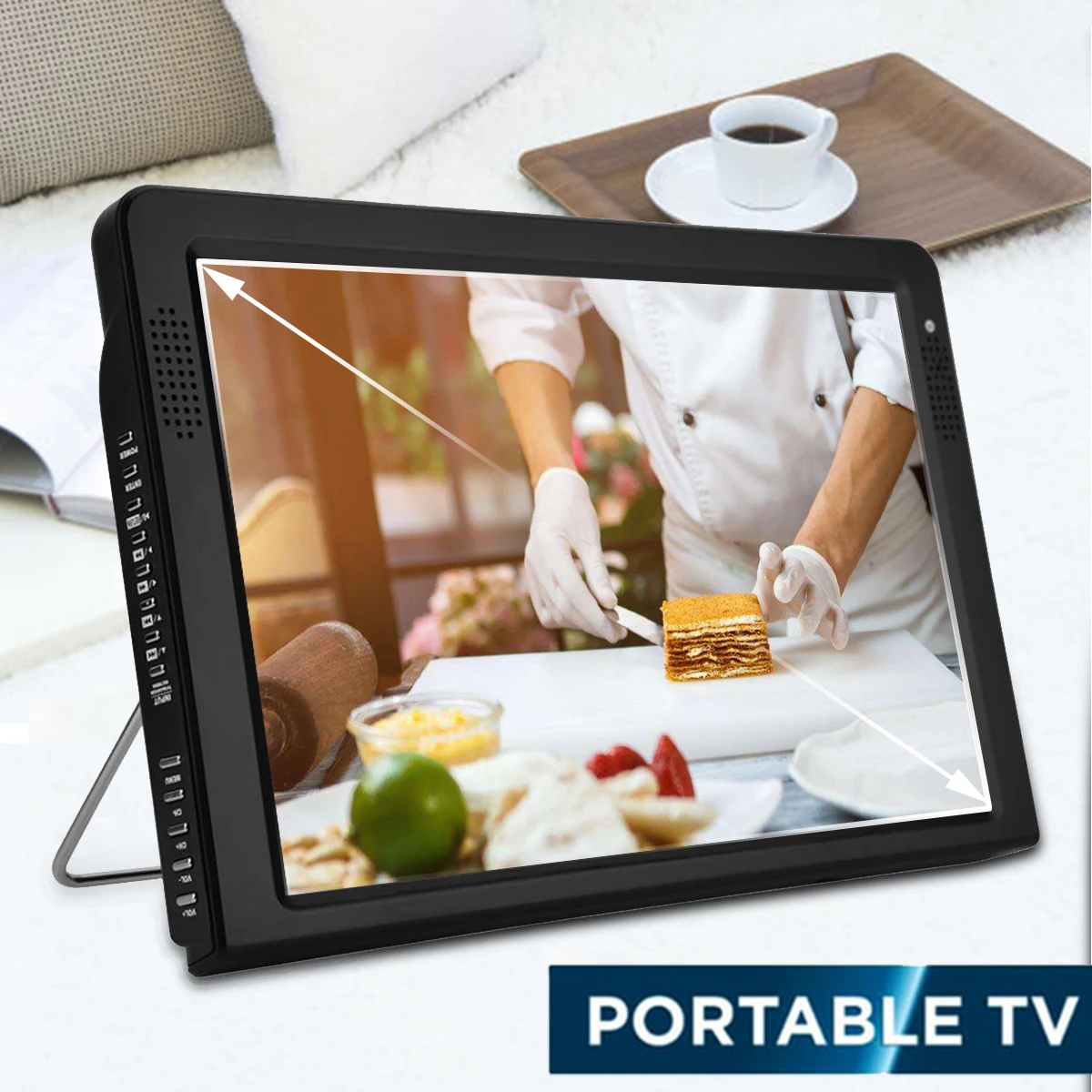

11.6 Inches Portable Mini Digital Color Analog Led TV DVB-T DVB-T2 Rechargeable Television Player TFT-LED Screen ATSC/HDMI Input
