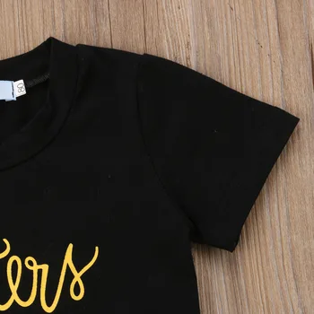 Summer Toddler Kids Baby Girl Letter Print T-shirt Tops+Sequins Denim Shorts Jeans 2PCS Outfits Children Clothing Set 4