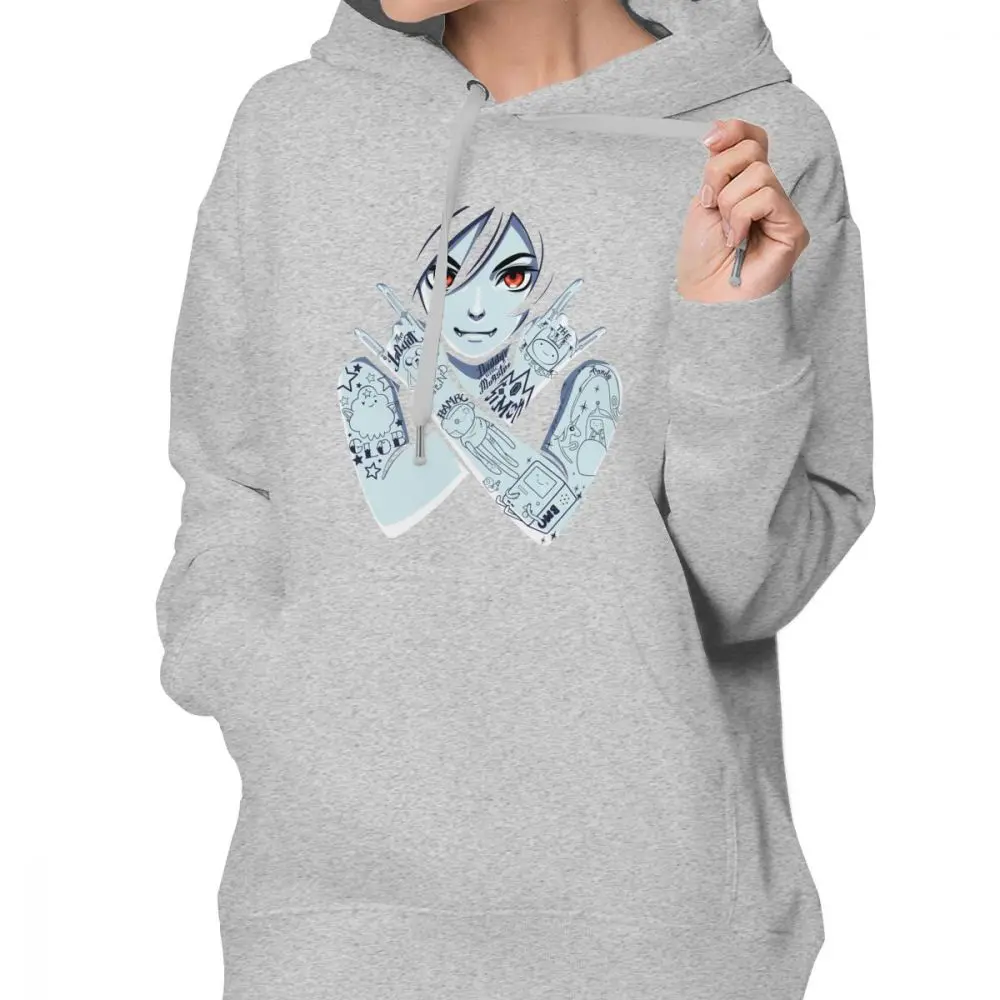 Marceline Adventure Time Толстовка с капюшоном вампирская королева толстовки большие серые толстовки женские хлопковые с длинным рукавом графический пуловер Толстовка