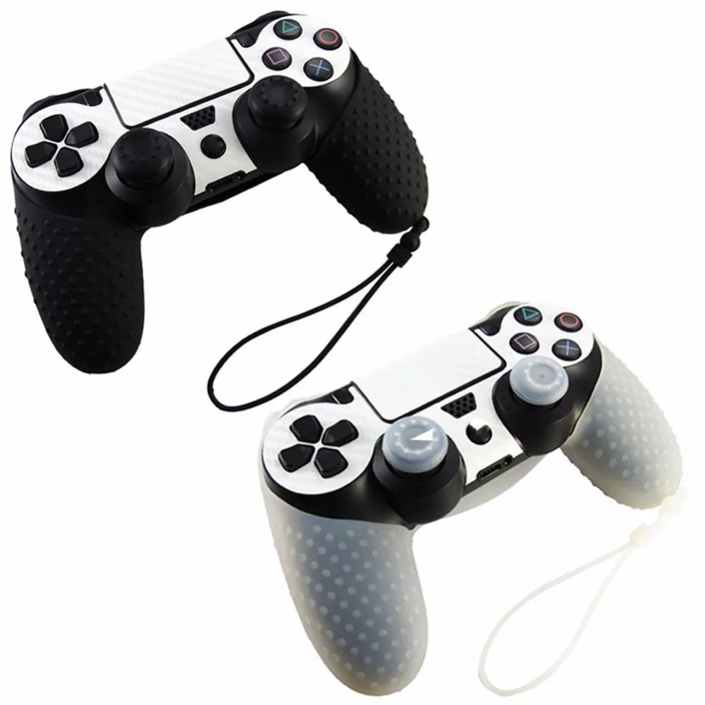 YOTEEN силиконовый резиновый чехол для sony PS4 с ремешком на руку для sony PS4 Camepad Thumb Stick Grips cap