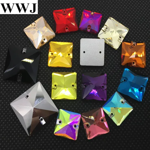 

All Size&Colors Wholesale Factory Price Square Shape Sew On Stone 8mm 10mm 12mm 14mm 16mm 22mm Sewing Glass Crystals