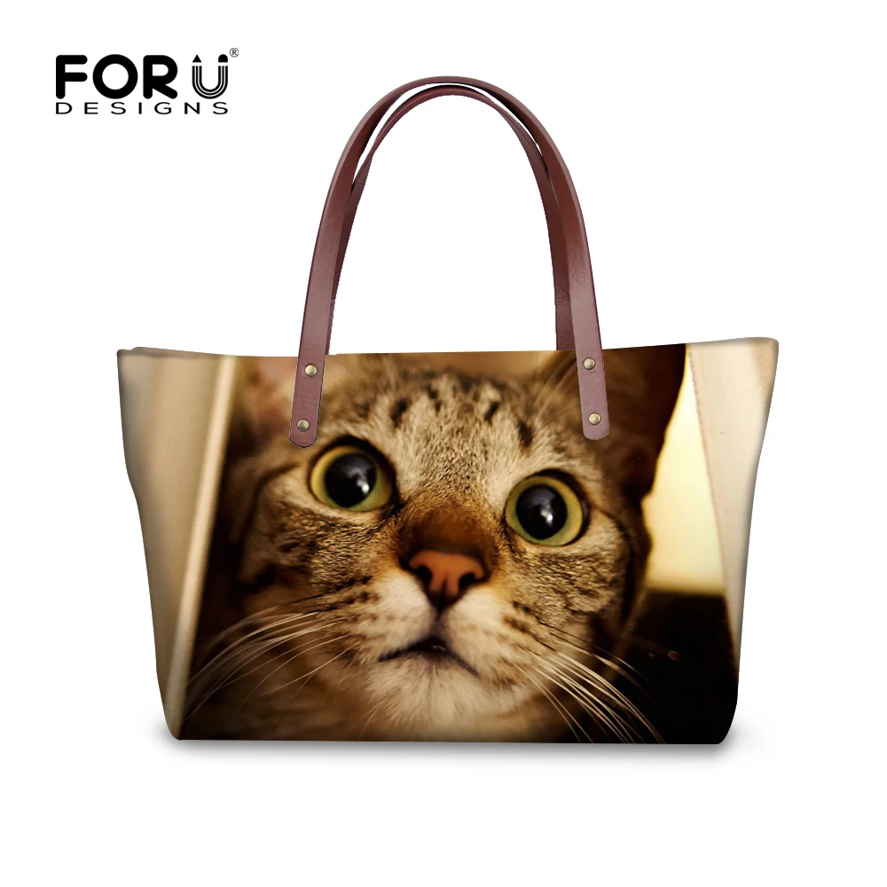 FORUDESIGNS милые британские короткие женские сумки с принтом кошки модные на плечо