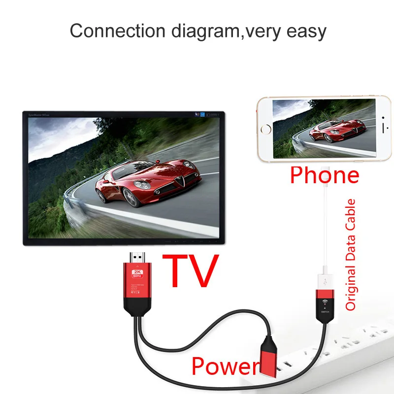 2K 60Hz USB HDMI беспроводной Wifi зеркальный литой Кабель-адаптер для iPhone iPad iOS Micro usb type C Android телефон к телевизору HD tv проектор