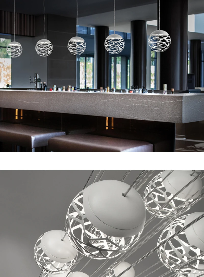 Скандинавский современный светодиодный подвесной светильник Железный полый металлический шариковая Подвесная лампа гостиная спальня